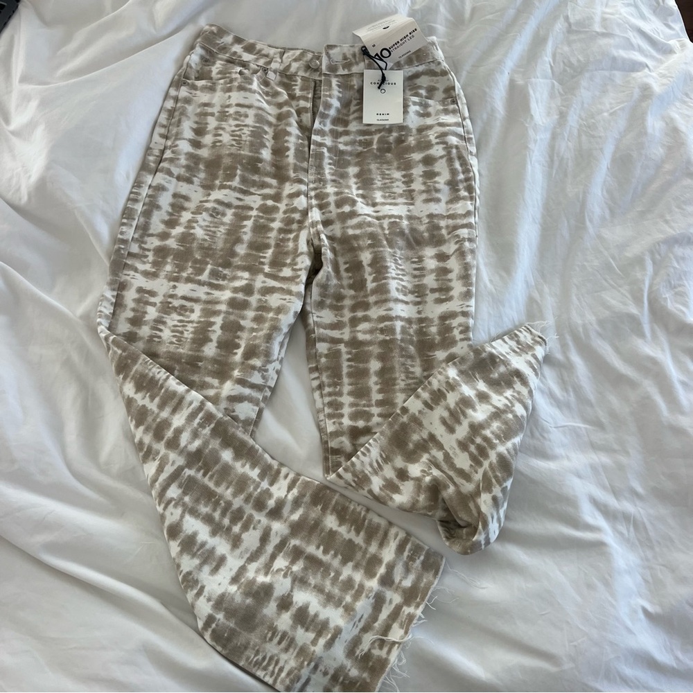 patterned denim jeans